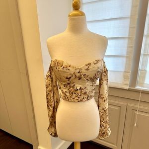 Long Sleeve Corset Off The Shoulder Crop Top